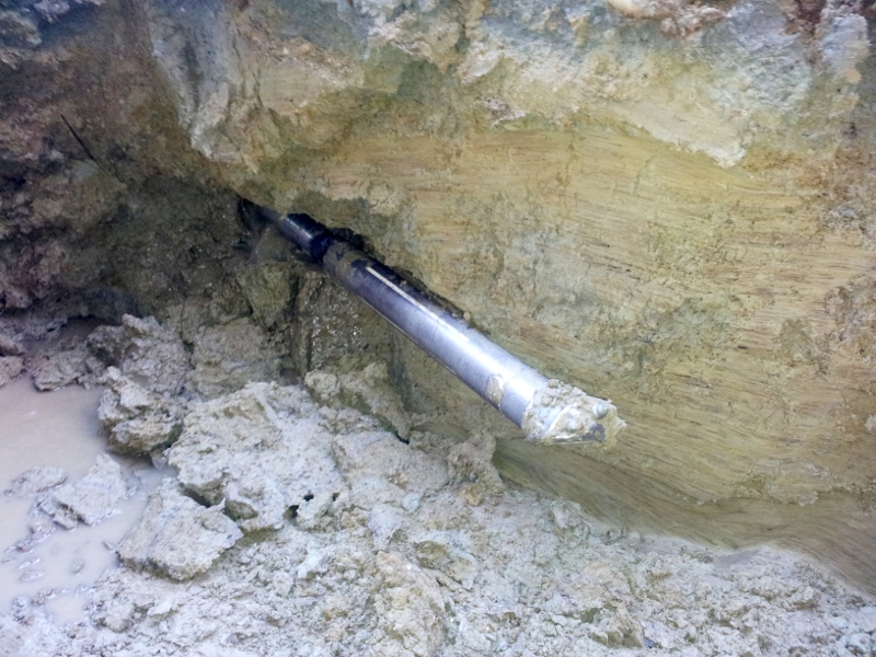 Bohrkopf in der Zielgrube, drill head in the target pit © TERRA AG, Reiden, Switzerland